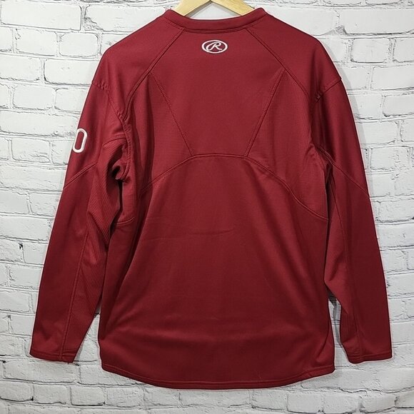 Rawlings Athletic Top Red Maroon Mens M Medium Long Sleeve Number 20 - Picture 7 of 12